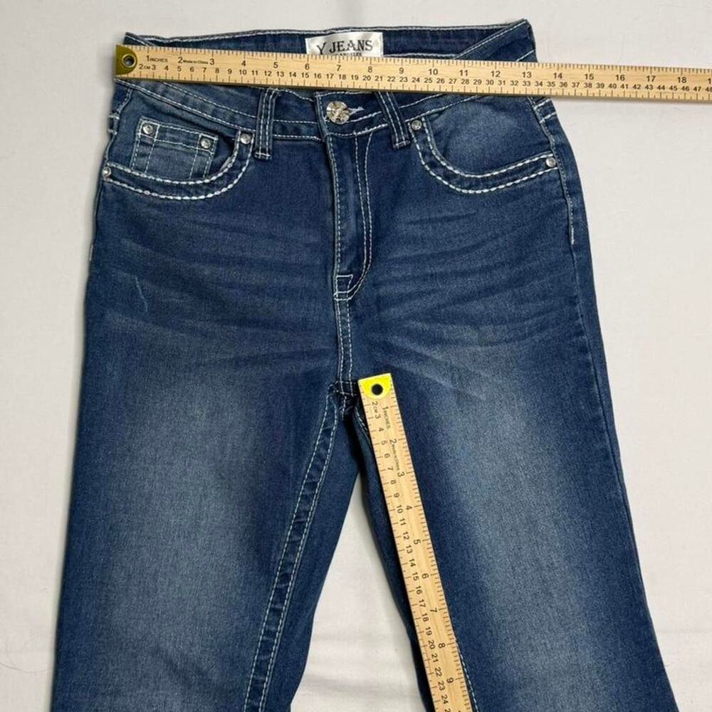 Y Jeans Embellished blue bootcut jeans rhinestone wing back pockets. Size: 7 / 8 - Picture 4 of 7